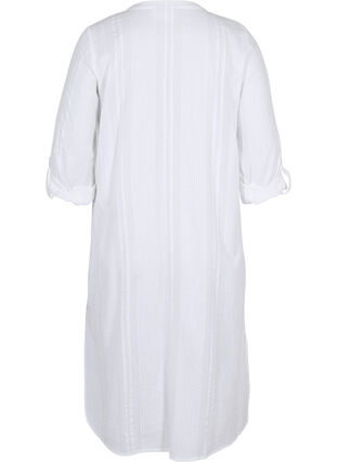Robe-chemise en coton à manches 3/4, Bright White, Packshot image number 1