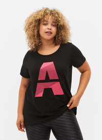 T-shirt de sport avec imprimé, Black w. Pink A, Model