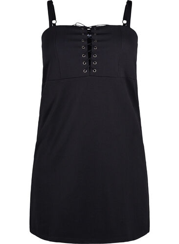 Nauwsluitende jurk met koorddetails, Black, Packshot image number 0