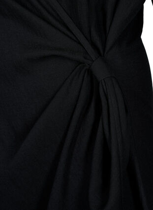Robe à manches longues en viscose au look enveloppant, Black, Packshot image number 3