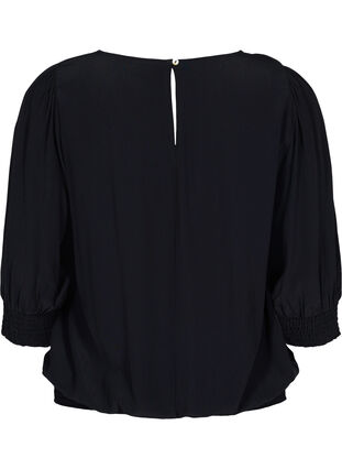 Effen viscose blouse met balloneffect, Black, Packshot image number 1