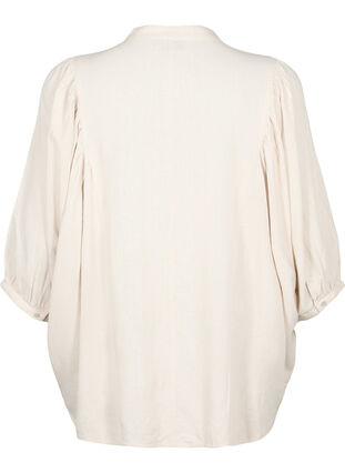 Viscose-Linen Mix Shirt Blouse met 3/4 Mouwen, Moonbeam, Packshot image number 1