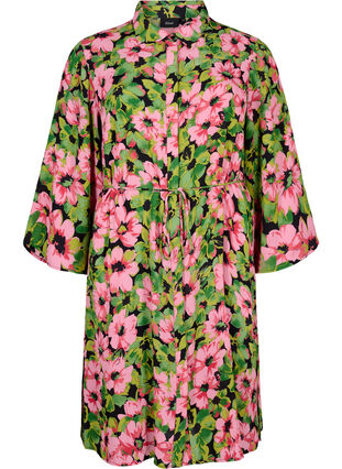 Robe chemise en viscose à imprimé floral, Pink G. Flower AOP, Packshot image number 0