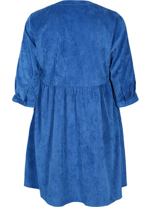 Fluwelen jurk met 3/4-mouwen en knopen, Estate Blue, Packshot image number 1