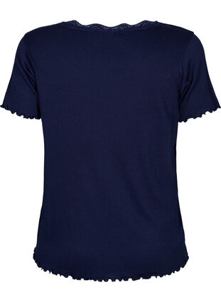 Chemise de nuit à manches courtes avec bordures en dentelle, Peacoat, Packshot image number 1
