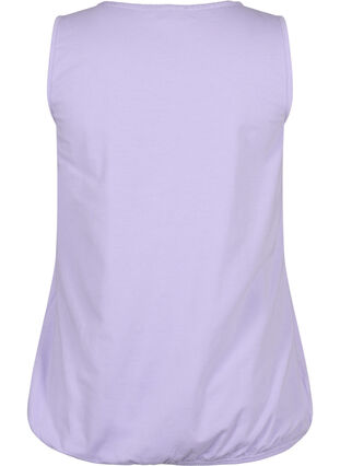 Top en coton avec col rond et bordure en dentelle, Lavender, Packshot image number 1