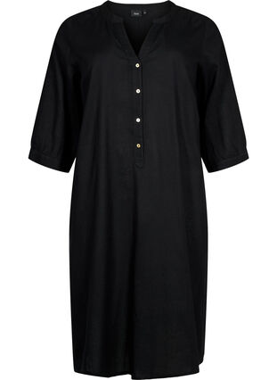 Robe longue à manches 3/4, Black, Packshot image number 0
