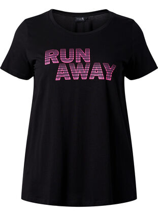 T-shirt de sport avec imprimé, Black w. Run Away, Packshot image number 0