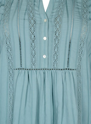 Gestreepte viscose jurk met kanten lint, Smoke Blue, Packshot image number 2