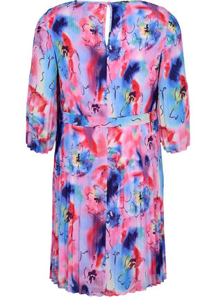 Bedrukte geplooide jurk met bindband, Lavender Space AOP, Packshot image number 1