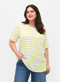 Gestreept katoenen t-shirt, Wild Lime Stripes, Model