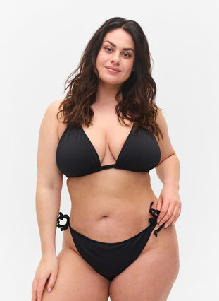Bas de bikini avec cordons de serrage, Black, Model image number 0