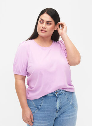 T-shirt en coton avec manches 2/4, Lupine, Model image number 0