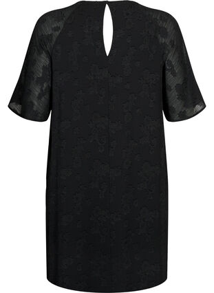 Robe avec structure et manches courtes, Black, Packshot image number 1