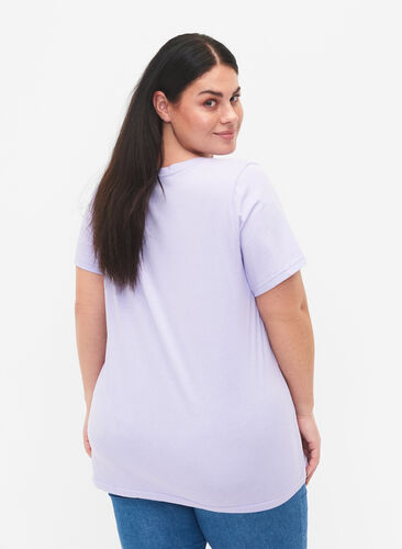 T-shirt en coton avec imprimé, Lavender COLOR, Model image number 1