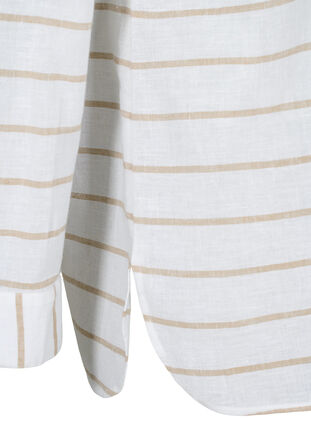 Overhemdblouse met knoopsluiting, White Taupe Stripe, Packshot image number 3