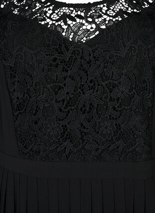 Robe à manches courtes avec haut en dentelle, Black, Packshot image number 2